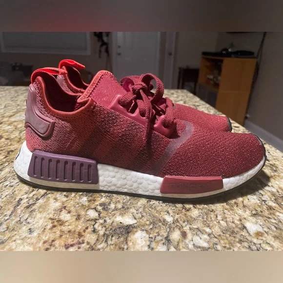 Women’s Adidas NMD R1 Maroon Sneakers - Picture 3 of 10
